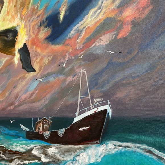 Surrealist painting "Breath of a dream" by Hanа - Picture 10 of 11